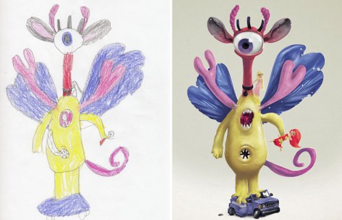 The Monster Project: художники воссоздают детские каракули в своём стиле (29 фото)