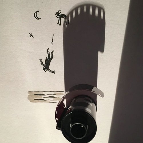 Забавные иллюстрации Винсента Баля, созданные с помощью теней от повседневных предметов (30 фото)