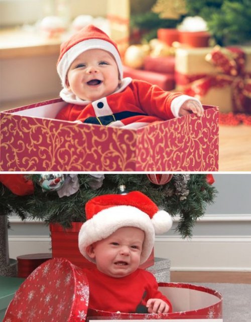Ожидание vs. реальность: рождественские фотосессии с малышами (19 фото)