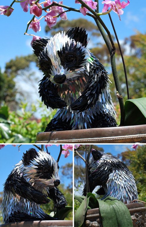 Потрясающие скульптуры животных, созданные Шоном Эвери из компакт-дисков (29 фото)