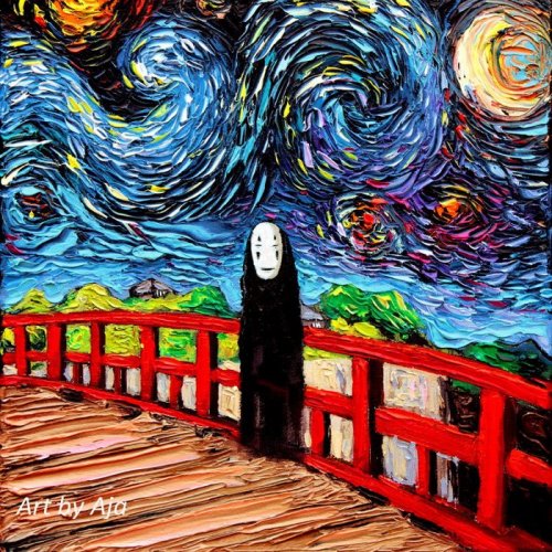 Художница создала серию картин в стиле "Звёздной ночи" Ван Гога (18 фото)