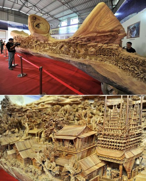 Впечатляющие скульптуры, созданные из цельного ствола дерева (9 фото)