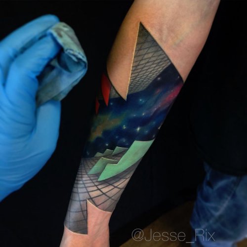 Невероятные татуировки с оптическими иллюзиями от Джесси Рикса (14 фото)