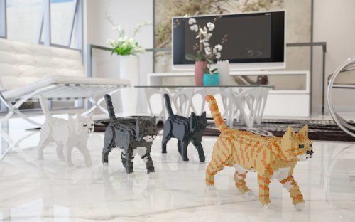 Скульптуры кошек из LEGO (26 фото)