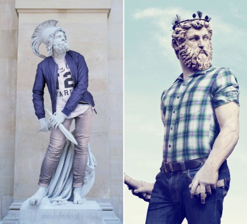 Классические скульптуры, облачённые в хипстерскую одежду (14 фото)