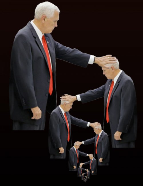 Майк Пенс, прикоснувшийся рукой к экспонату, и фотожабы на него (12 фото)