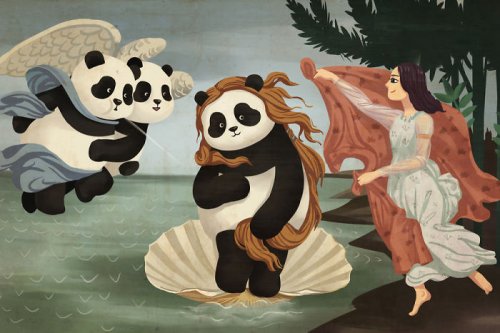 Панды на полотнах известных классических картин (23 фото)
