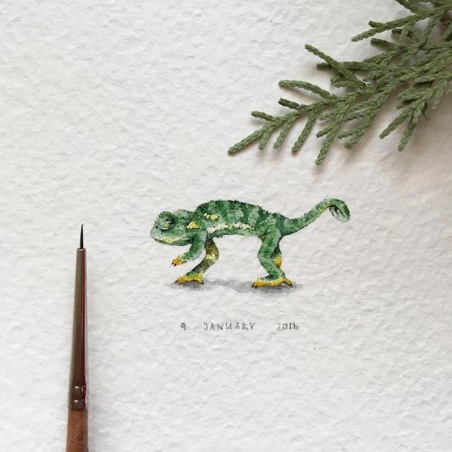 Невероятно реалистичные крошечные рисунки животных от Ирины Малаховой (21 фото)