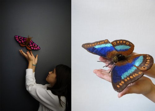 Вышитые мотыльки и бабочки от Юми Окита (10 фото)