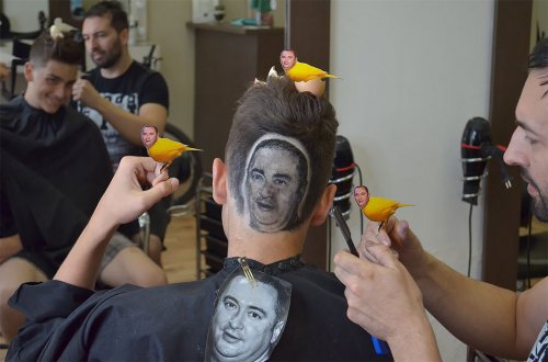 Сербский цирюльник Марио Хвала выстригает портреты знаменитостей на головах клиентов (13 фото)