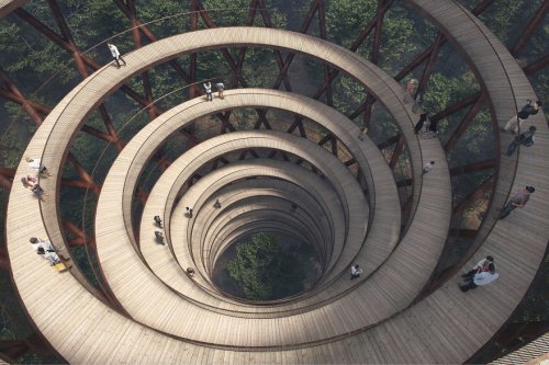 Уникальная спиралевидная аллея, открывающая вид на лес с высоты птичьего полёта, строится в Дании (11 фото)