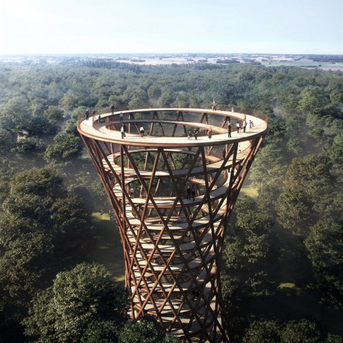 Уникальная спиралевидная аллея, открывающая вид на лес с высоты птичьего полёта, строится в Дании (11 фото)