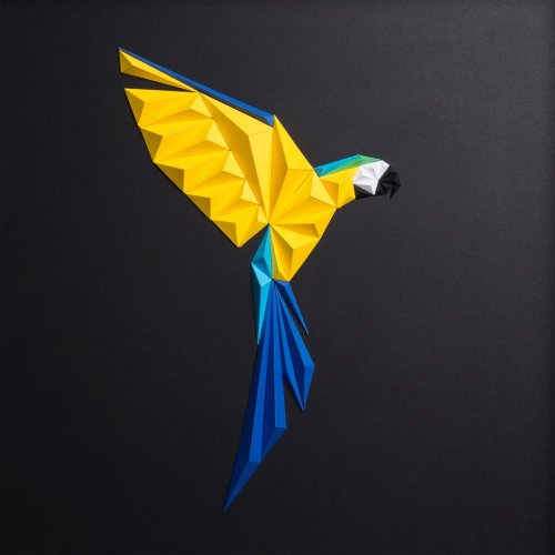 Геометрические красочные птицы из бумаги, созданные турецким художником Тайфуном Тинмазом (10 фото)
