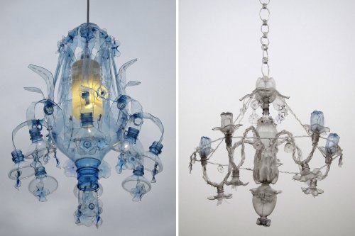 Люстры из пластиковых ПЭТ-бутылок, созданные художницей Вероникой Рихтеровой (8 фото)