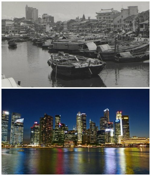 Впечатляющие фотографии крупных городов тогда и сейчас (10 фото)