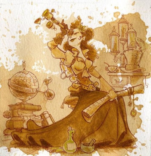 Иллюстрации в стиле стимпанк, нарисованные чаем (30 фото)