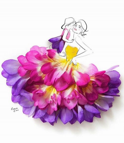 Цветущие модные иллюстрации сингапурской художницы Грейс Цяо (24 фото)