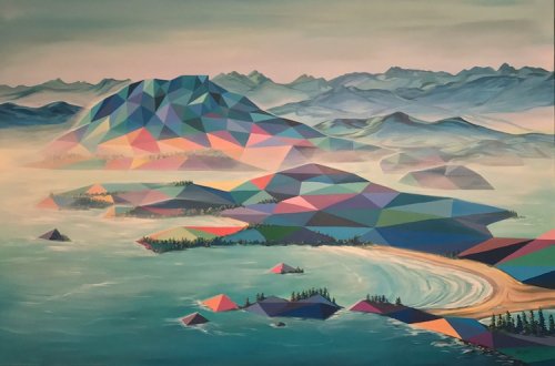 Художница изображает канадские горные хребты в виде красочных геометрических пейзажей (14 фото)
