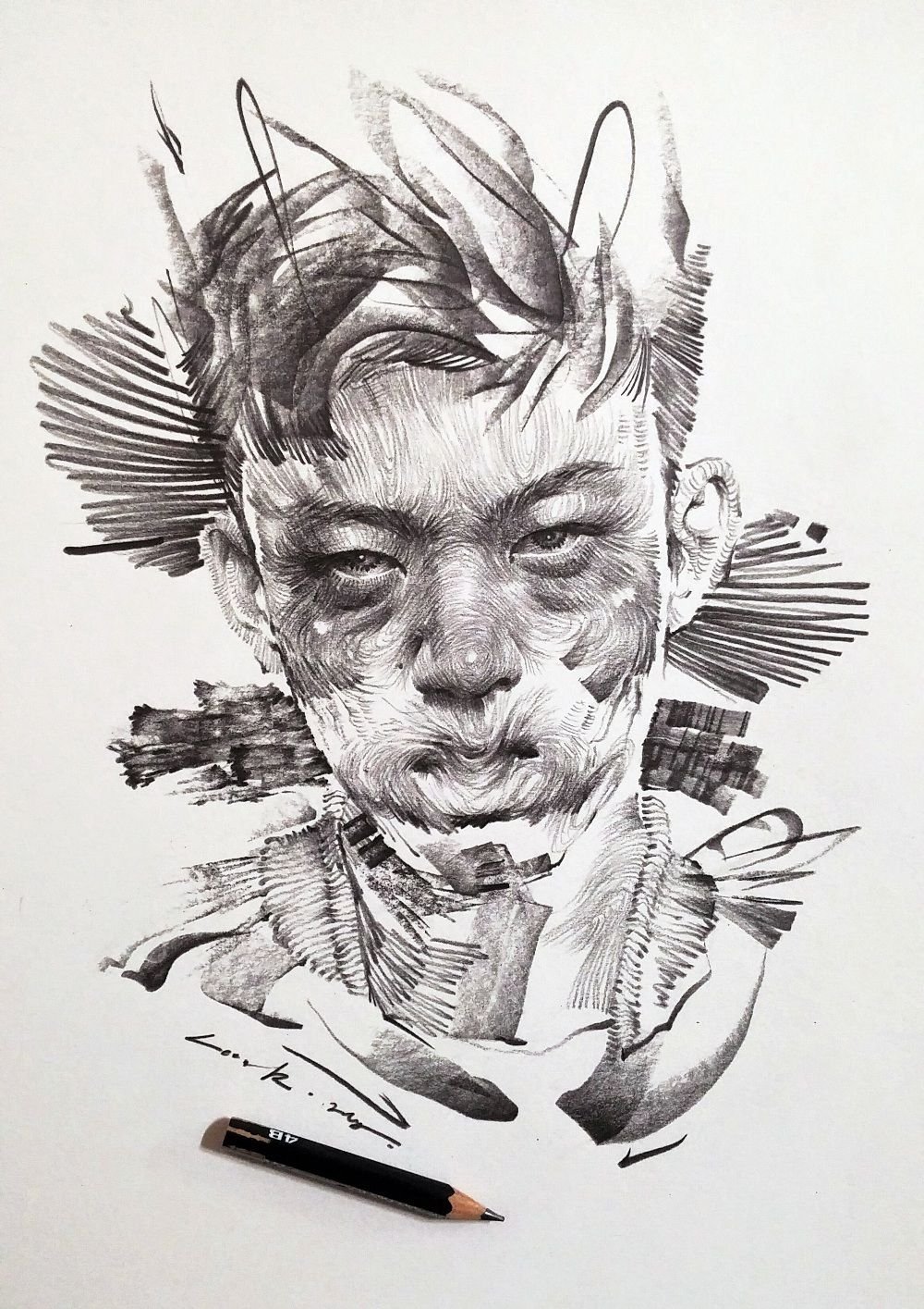 Монохромные портреты сеульского художника Lee.K (9 фото) .