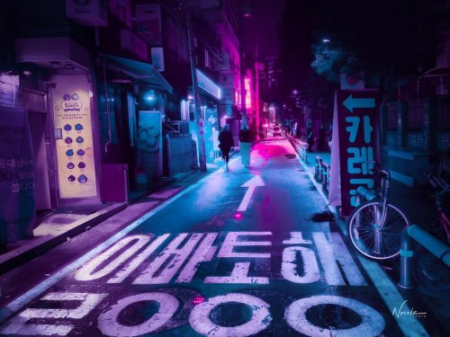 Ночной Сеул в неоновом свете через объектив Ное Алонсо (27 фото)