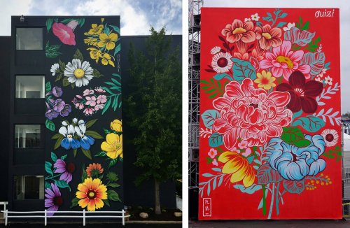Художница превращает улицы городов в красочные цветочные сады (10 фото)