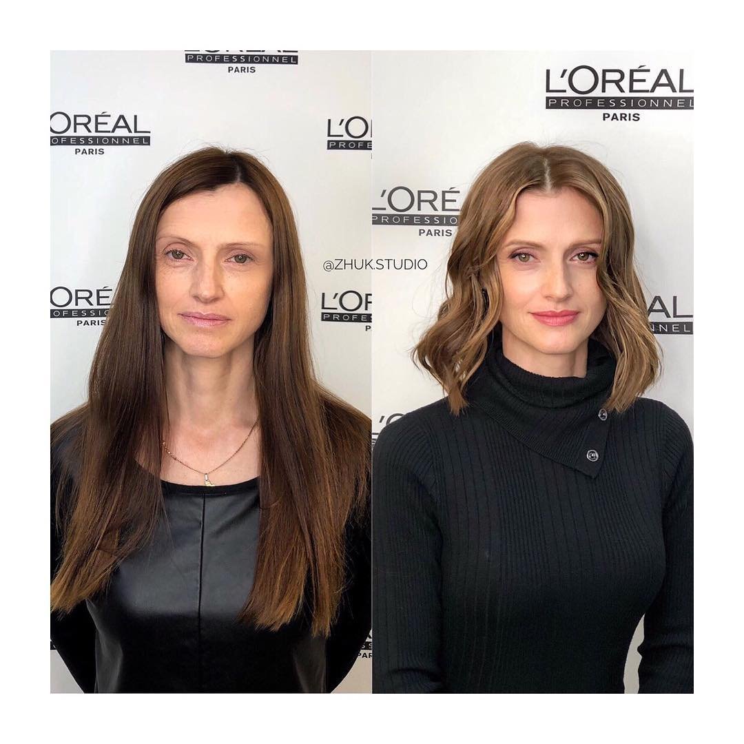 Девушки до и после парикмахерской