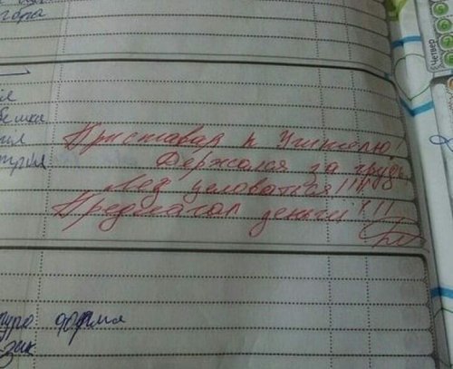 Смешные замечания в школьных дневниках