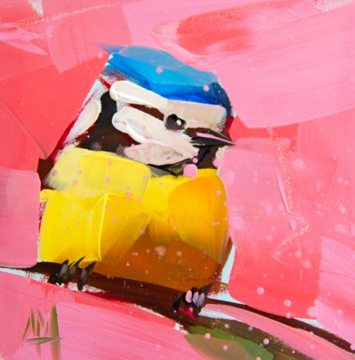 Красочные птицы, нарисованные толстыми мазками на картинах Анджелы Моултон (11 фото)