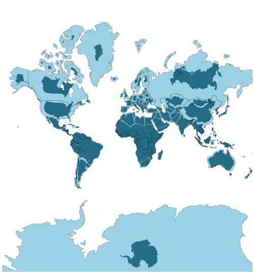 Взглянув на карту с фактическими размерами каждой страны, вы больше не увидите мир таким, как прежде (9 фото)