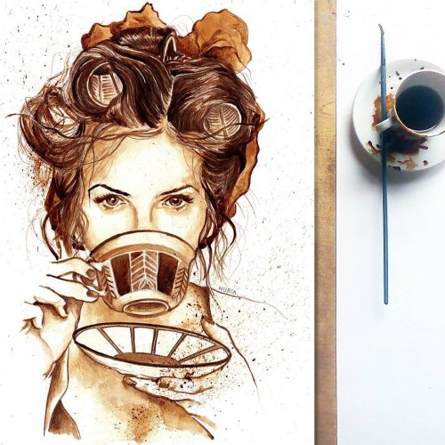 Кофейные рисунки художницы-самоучки Нурии Сальседо (18 фото)