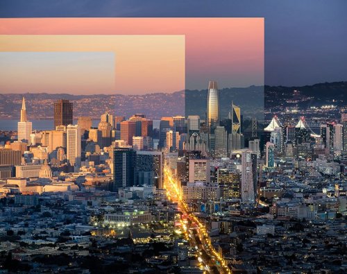 Закат над Сан-Франциско, показывающий течение времени (5 фото)