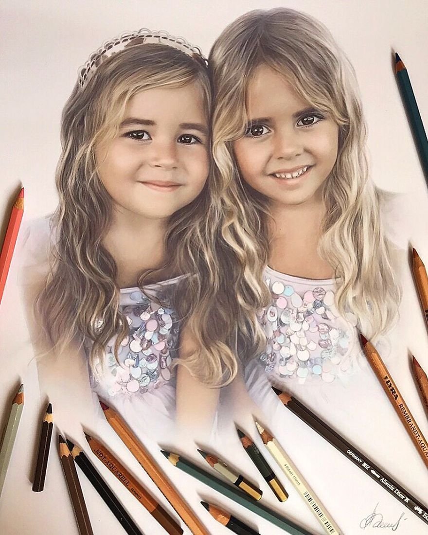 5 любых картинок. Алена Литвин художница. Портрет девушки цветными карандашами. Детский портрет цветными карандашами. Картины цветными карандашами.