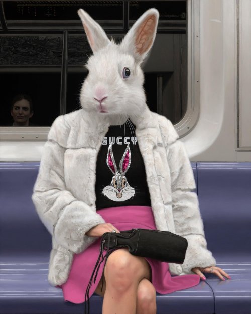 Гибриды людей и животных в нью-йоркском метро (12 фото)
