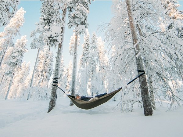 Финская семья предлагает клиентам оздоровиться в «арктических коконах», укладывая их зимой в гамаки в сосновом лесу. Вот как это выглядит (15 фото)