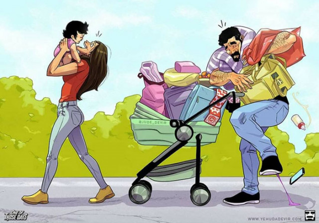 Израильский художник очень смешно и правдиво изображает жизнь молодых родителей (21 фото)