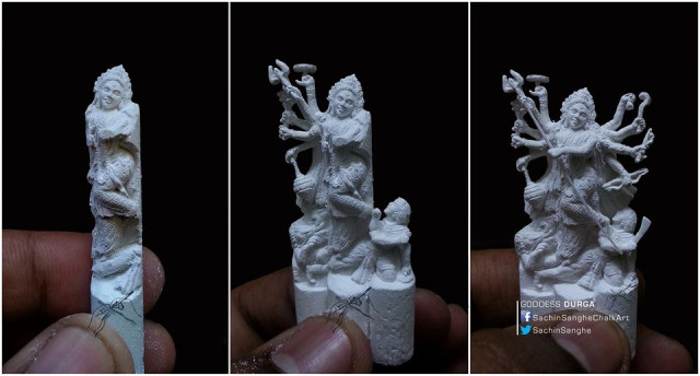 Индийский художник-самоучка вырезает из крошечных мелков миниатюрные скульптуры (11 фото + 2 видео)