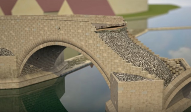 Анимация строительства моста в Праге в XIV веке, поражающая воображение