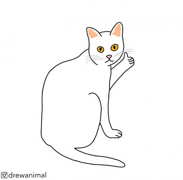 Художница изобразила популярные мемы с кошками в виде забавных минималистичных иллюстраций (32 фото)