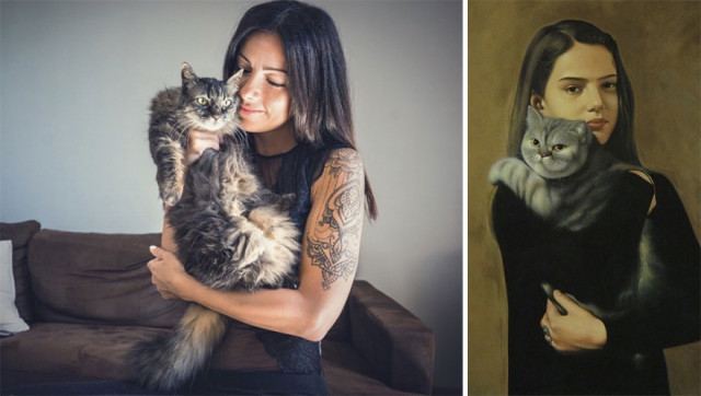 Итальянский фотограф обратила внимание на то, что её фотографии женщин с кошками напоминают картины художников (8 фото)