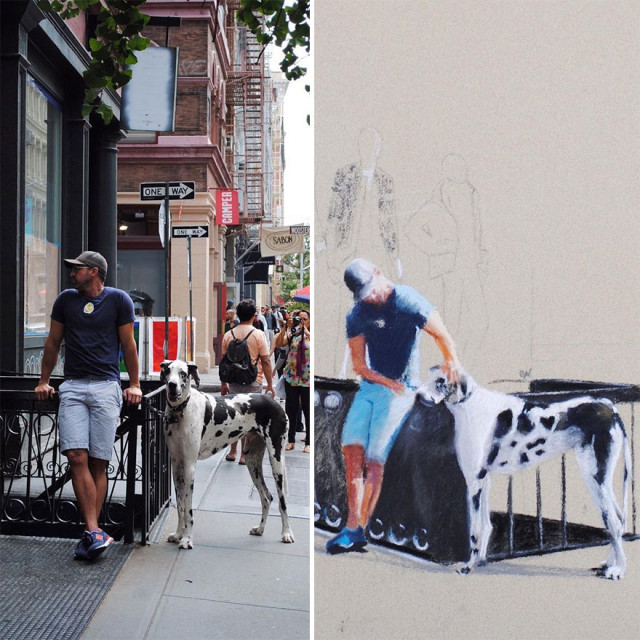 Художница-самоучка изображает жителей Нью-Йорка, которые встречаются ей на улице (15 фото)