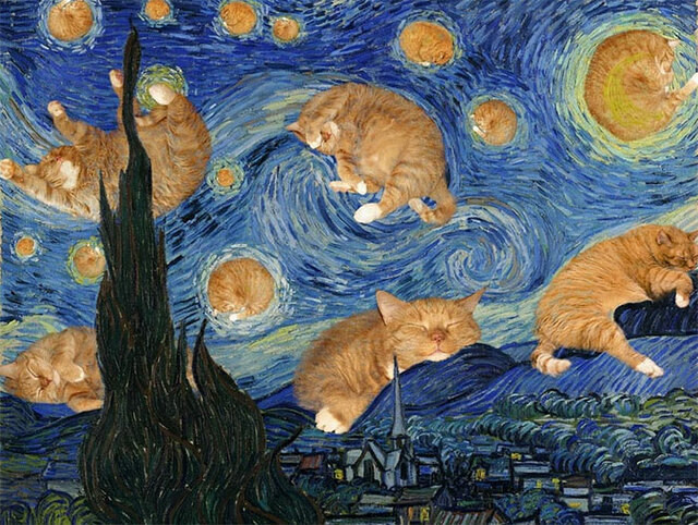 Знаменитые картины, украшенные рыжим котом Заратустрой (6 фото)