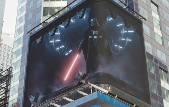 Дарт Вейдер угрожает Нью-Йорку на 3D-билборде на Таймс-сквер (фото + 2 видео)