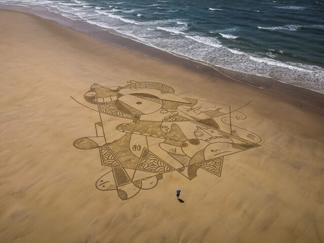 У мережі показали гігантські малюнки на піску (фото)