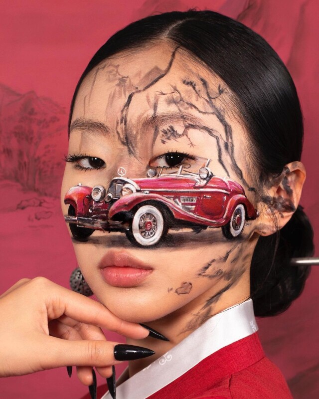 В сети показали новые сюрреалистические иллюзии на лице Даин Юн
