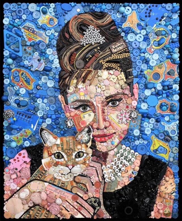 Невероятные мозаики Джейн Перкинс, изображающие портреты знаменитостей, животных и известные картины