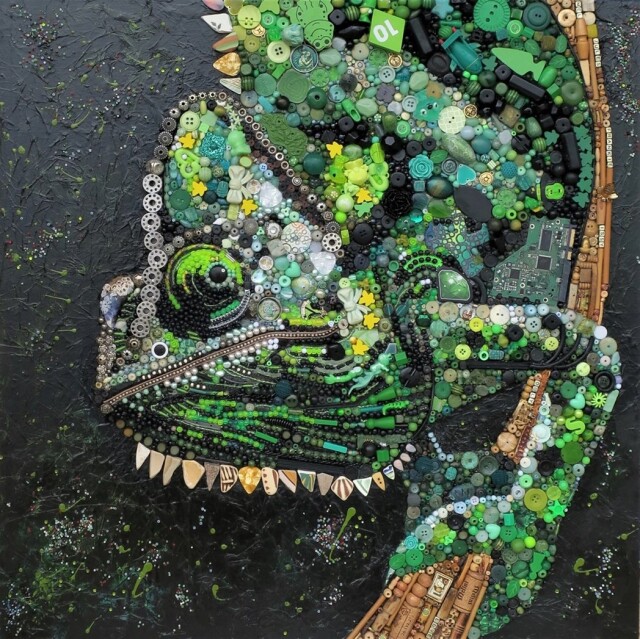 Невероятные мозаики Джейн Перкинс, изображающие портреты знаменитостей, животных и известные картины