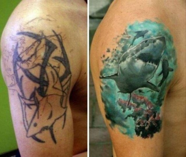 Кавер-ап татуировки, с помощью которых перекрыли старые или неудачные тату  