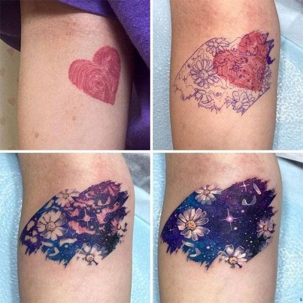 Кавер-ап татуировки, с помощью которых перекрыли старые или неудачные тату  