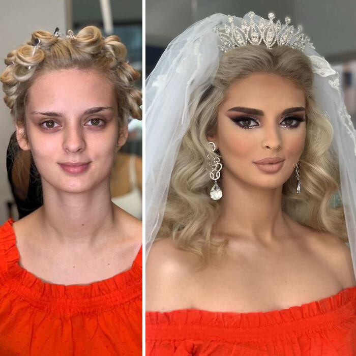 Преображения невест до и после того, как они доверились рукам профессионального визажиста (23 фото)
