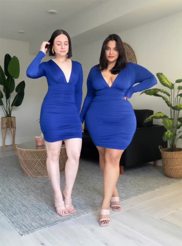 &quot;Главное стиль, а не размер&quot;: две подруги показывают, как одинаковые наряды смотрятся на разных фигурах (25 фото)